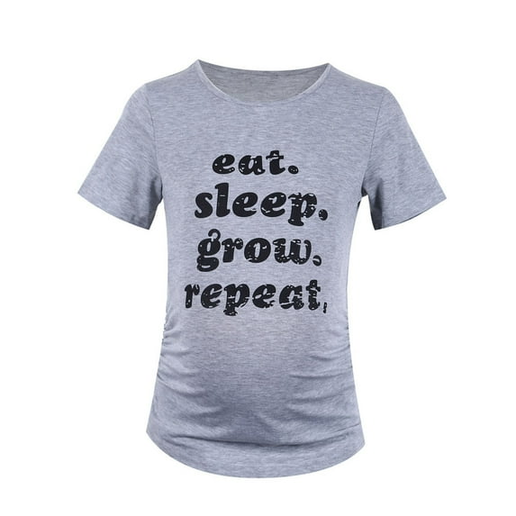 Youmylove Short Sleeved Grey Letters Summer Maternity Mama Clothes Short Sleeved Letter Printed Maternity T-Shirt Tee Shirts Top For Women Comfy