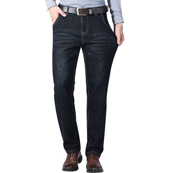 Youmylove Slim Fit Jeans For Men Autumn Winter Men's Relaxed Straight Jeans Fashion Casual Denim Pants Regular Stretch Jean Fashion Versatile Jeans