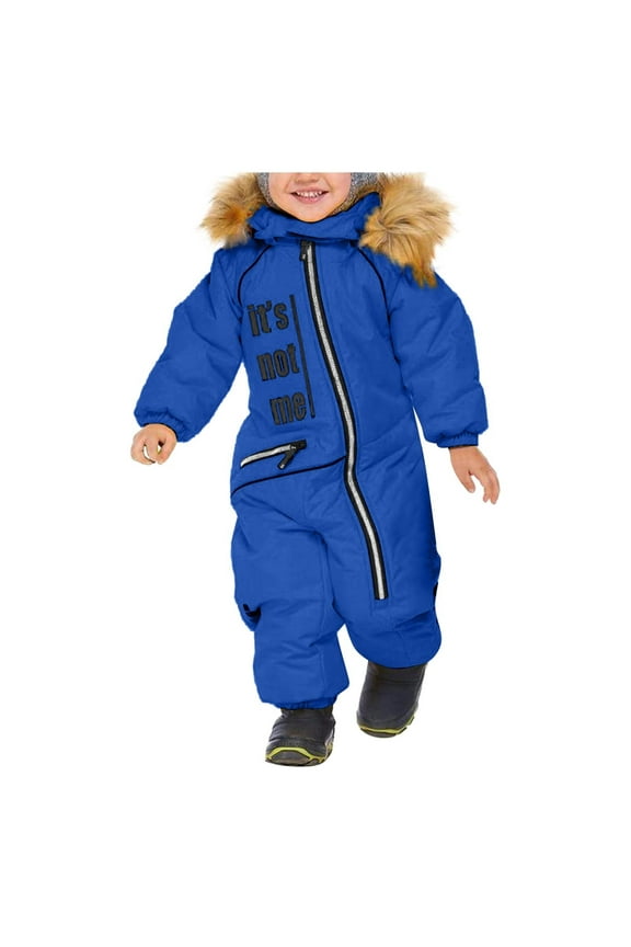 Snowsuit Children Boys Ski Suit Thermal Ski Overall Winter Warm Snow Overall Windproof Suit With Removable Hood Mud Suit Outdoor Softshell Suit Stylish Toddler Child Outwear