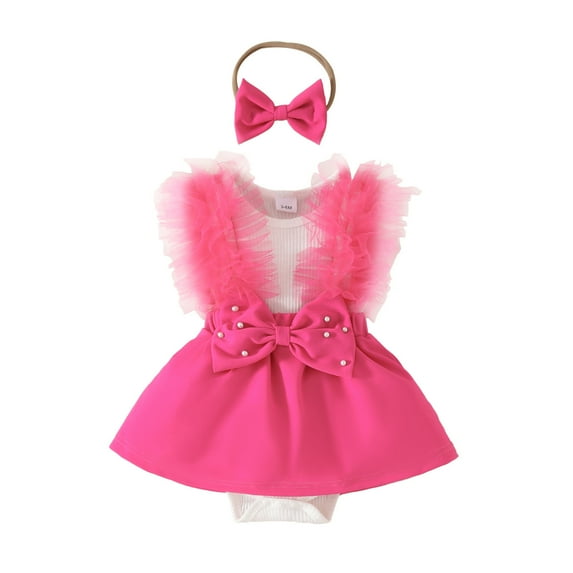 Youmylove Soft Cute Baby Onesie Infant Girls Lace Sleeveless Romper Newborn Bodysuits Dress Headbands Set Baby Bodysuit Jumpsuit For 6-9 Months