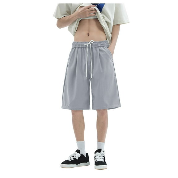 Youmylove Soft Men's Shorts Mens Summer Casual Comfortable Solid Color Pocket Shorts Fashion Stretch Shorts