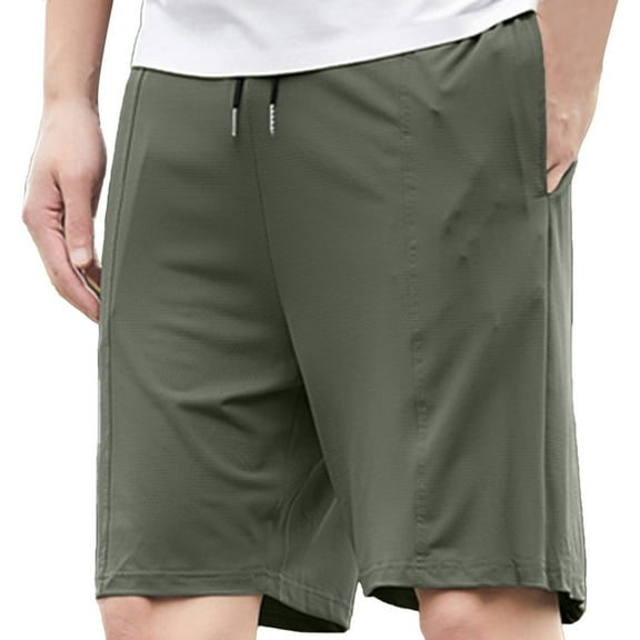 Youmylove Soft Men's Shorts Stretch Mesh Shorts For Men Pocket Casual Loose Breathable Comfortable Trendy Ice Silk Quick Drying Shorts Lightweight Work Shorts
