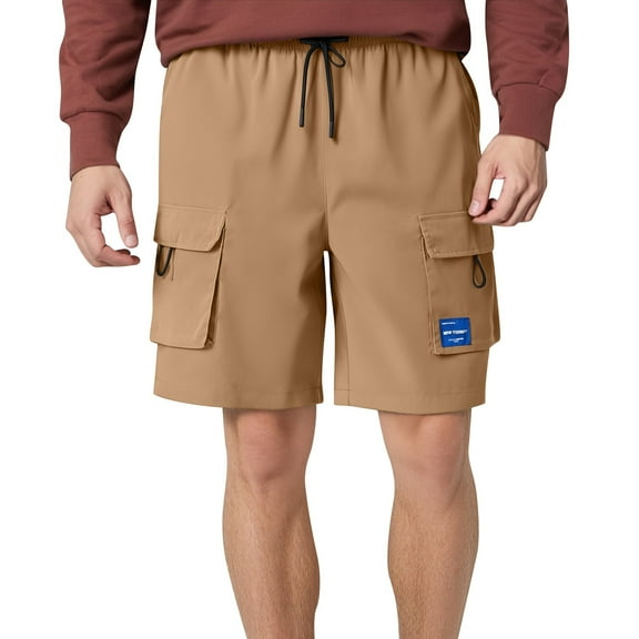 Youmylove Soft Mens Shorts Mens Casual Shorts Mid Waist Cargo Short Pants Pocket Fashion Solid Color Loose Shorts Casual Loose Shorts