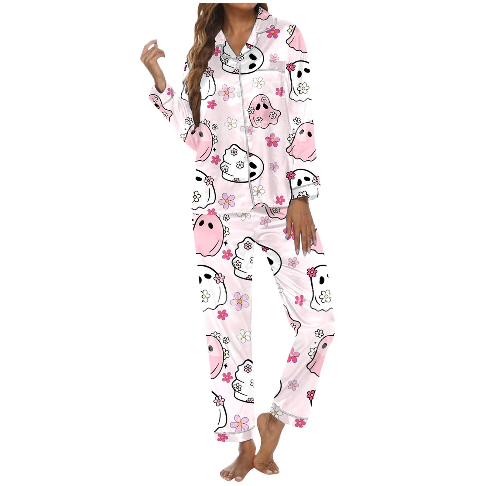 Youmylove Soft Pajamas For Women Set 2 Piece Halloween Themed Long