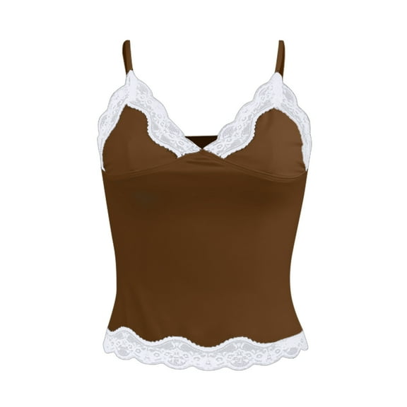 Youmylove Soft Womens Tops Lace Splicing Fashion Desire With A Slim Vest Solid Color Top Camisole Crop Tops