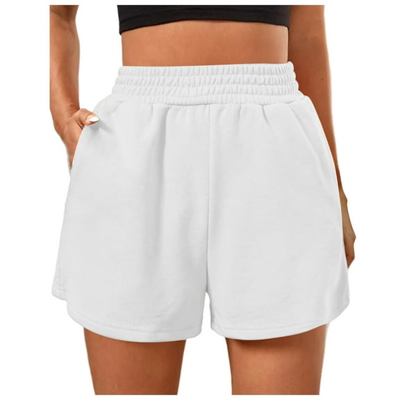 Youmylove Sports Shorts for Women Elastic Waist Loose Wide Leg Solid Color Casual Sports Shorts Stylish Dressy Shorts