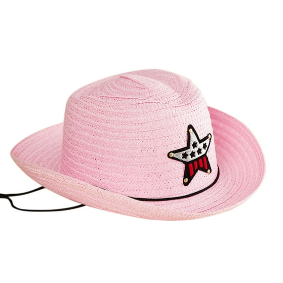 Youmylove Straw Cowboy Hat For Toddler Summer Beach Straw Sun Hat Colors Cowgirl Hats For Kids Party Favors Kids Beach Hats