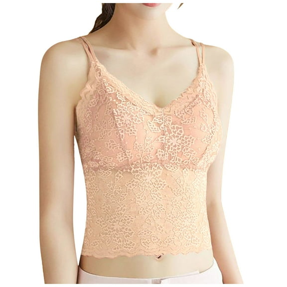 Youmylove Stylish Women Tank Top Lace Bra V Neck Camisole Lingerie Slim Shoulder Strap Strapless Slim Fit Vest Basic Versatile Blouses