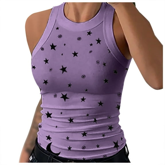 Youmylove Stylish Women Tank Top Swing Vest Sleeveless Top Ladies Strappy Flared Plus Size Tops Shirt Basic Trendy Clothes