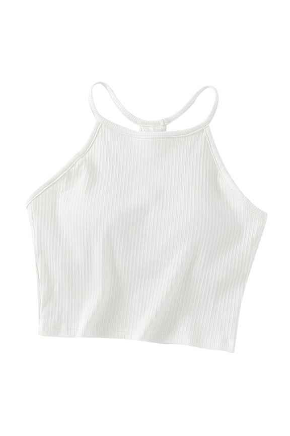 Stylish Women Tank Top Y Sports Bras Yoga Top Solid Color Spaghetti Thin Strap Workout Yoga Bra Halter Neck Cropped Casual Tops Dressy Casual Blouse