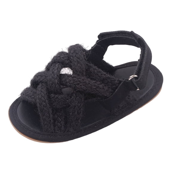 Youmylove Summer Children Toddler Shoes Girls Sandals Flat Bottom Lightweight Li Linen Woven Upper Soft Breathable Comfortable Child Lovely Footwear First Walkers