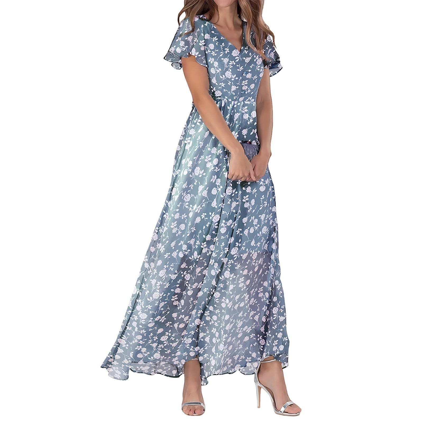 Youmylove Summer Dresses for Women Floral Maxi Dress Swing Long Dress — free download