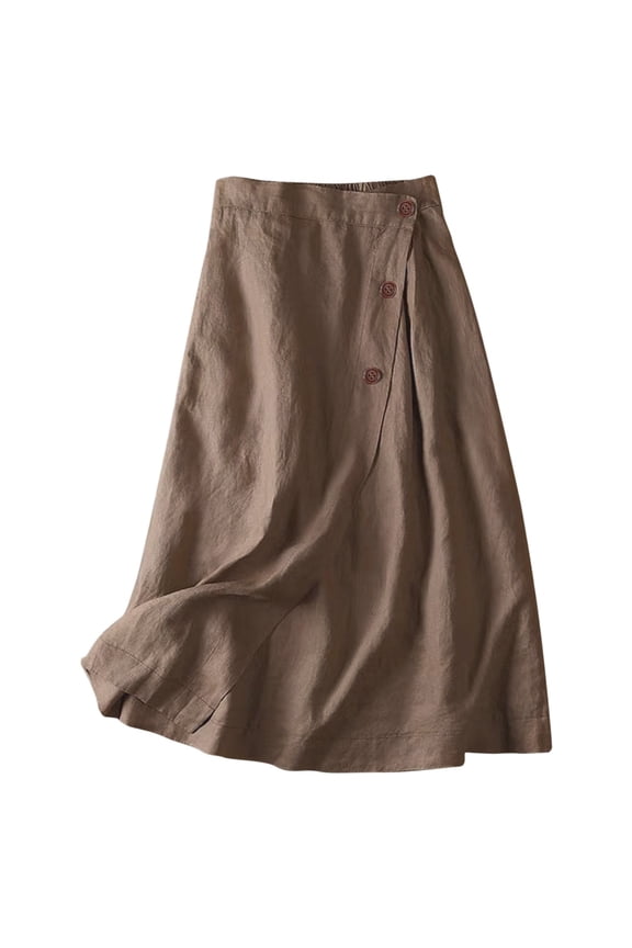 Summer Skirts For Women Daily Versatile Women's A-Line Casual Skirt Summer Cotton Medium Length Elastic Waist Skirt Stylish Floral Casual Skirts