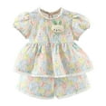 thumbnail image 1 of Youmylove Summer Toddler Girls Short Sleeve Cartoon Rabbit Floral Prints Tops Shorts Two Piece Outfits Set For Kids Clothes Toddler Girl Clothes, 1 of 9