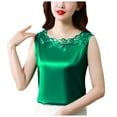 thumbnail image 1 of Youmylove Summer Tops For Women V Neck Net Yarn Sleeveless Tank Top New Summer Fashion Lace Undershirt Satin Vset Slim Versatile Outfits, 1 of 4