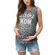 Youmylove Summer Women Maternity Sleeveless Camouflage Printed Tank Tops Pregnant Casual Crewneck Vest Blouse Female Stylish Pregnant Clothes