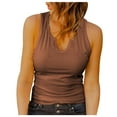 thumbnail image 1 of Youmylove Summer Women's Tops Elegant Solid Color Sleeveless V Neck Knit Ribbed Top Casual Summer Tank Blouse Fashion Boho Shirt, 1 of 7