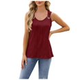 thumbnail image 1 of Youmylove Summer Women's Tops Summer Solid Color Round Neck Sleeveless Shirt Metal Button Vest Basic Tight T Shirts, 1 of 9