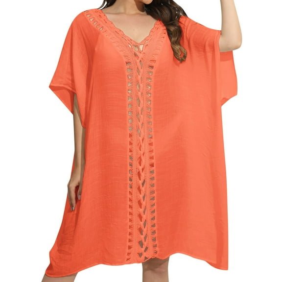 Youmylove Swimsuit Coverup for Women Crochet Floral Patchwork Loose Dress Beach Cover Up Swimsuits Beach Swimsuit Coverup