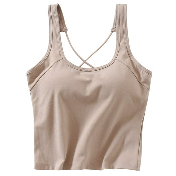 Youmylove Tank Top For Women Solid Color Beautiful Back Thin Shoulder Straps Suspender Slim Fit Underwear Base Sports Top Leisure Trendy Blouse