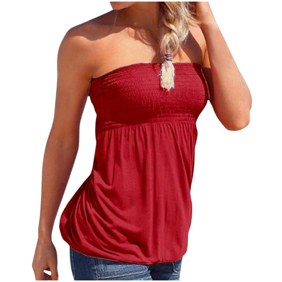 Youmylove Tank Tops for Women Casual Sleeveless Bandeau Tank Top Loose Htop Summer Casual Holiday Blouse Loose Tanks Fashion Boho Shirt