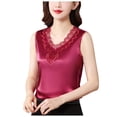 thumbnail image 1 of Youmylove Tank Tops for Women V Neck Net Yarn Sleeveless Tank Top New Summer Fashion Lace Undershirt Satin Vset Fashion Boho Shirt, 1 of 4