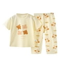 thumbnail image 1 of Youmylove Toddler Baby Girl Pajamas Toddler Boys Girls Summer Cartoon Printed Short Sleeved Tops And Shorts 2Pc Children's Suit Trendy Holiday Nightwear 5-6 Years, 1 of 3