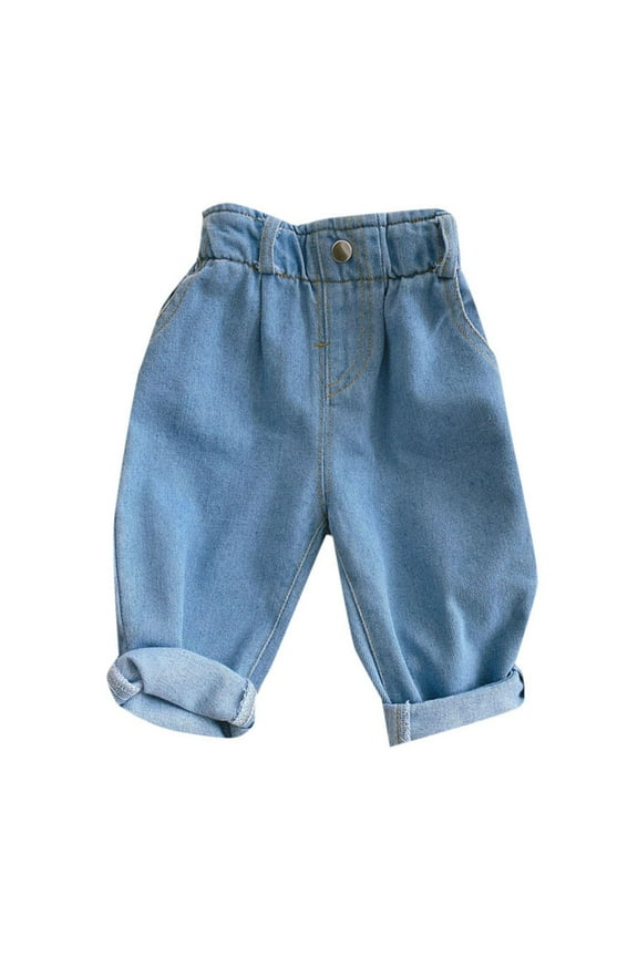 Youmylove Toddler Baby Kids Boys Girl Jeans Casual High Waist Pant Straight Denim Jean Trousers Child Clothes Cozy Dailywear