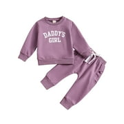 YOUMYLOVE Toddler Boy Clothes Fall Winter Outfits Baby Girls Long Sleeve Hoodie Pants Set Colored Letter Printed Sweatpants Children's Set Fall Winter Baby Boy Clothes