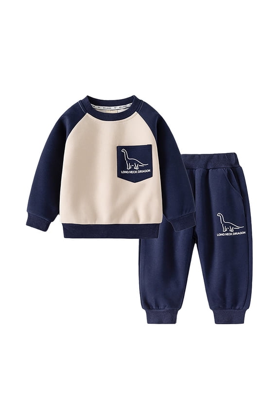 Toddler Boys Fall Winter Sweatshirt Outfits Long Sleeve Dinosaur Prints Tops And Pants Children's 2-Piece Set Kids Outfits Fashion Casual Toddler Clothes Set