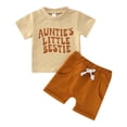 thumbnail image 1 of Youmylove Toddler Boys Girls Short Sleeve Letter Printed T-Shirt Tee Pullover Tops Shorts Outfits Stylish Streetwear, 1 of 7