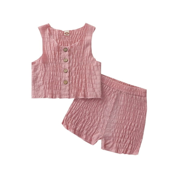 Youmylove Toddler Boys Girls Sleeveless Solid T Shirt Vest Tops Shorts Outfits Toddler Girl Clothes