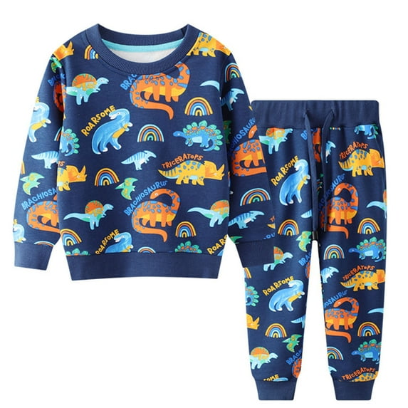 Youmylove Toddler Boys Sweatshirt Outfits Long Sleeve Dinosaur Top Pants Sweatsuit 2PCS Outfits Set Trendy Dailywear