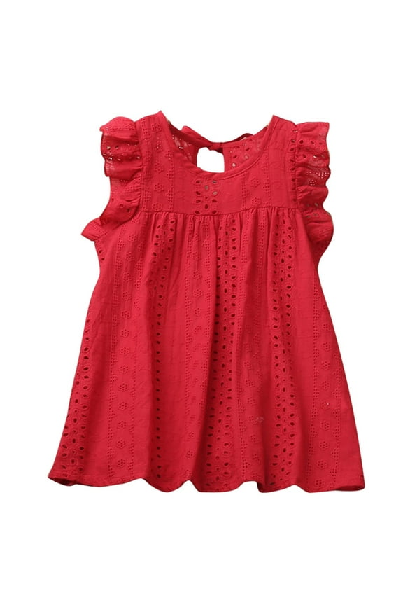 Toddler Girls Casual Dress Sleeveless Little Girls Princess Dress Fly Sleeve Lace Summer Dress For Children 3 To 8 Years Holiday Versatile Summer Dresses For Girl
