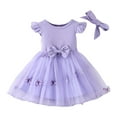 thumbnail image 1 of Youmylove Toddler Girls Fly Sleeve Dress Butterfly Tulle Princess Dresses Headbands Set Stylish Dailywear, 1 of 7