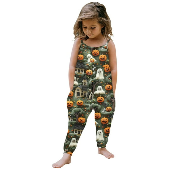 Youmylove Toddler Girls Jumpsuit Fashion Casual Sleeveless Romper Cute Outfits One Piece Playsuit Spaghetti Strap Loose Romper