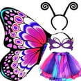 thumbnail image 1 of Youmylove Toddler Girls Tutu Skirt Children's Ballet Skirt Butterfly Wing Mask Set Mesh Tutu Skirt Butterfly Fancy Skirt Up Outfit Holiday Princess Toddler Dress 2-10 Years, 1 of 3