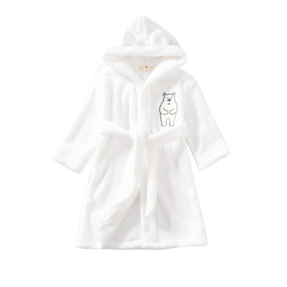 Youmylove Toddler Kids Baby Boys Girls Cartoon Bathrobes Hooded Warm Flannel Night-Robe Sleepwear Pajamas Kids Nightwear Pjs Homewear