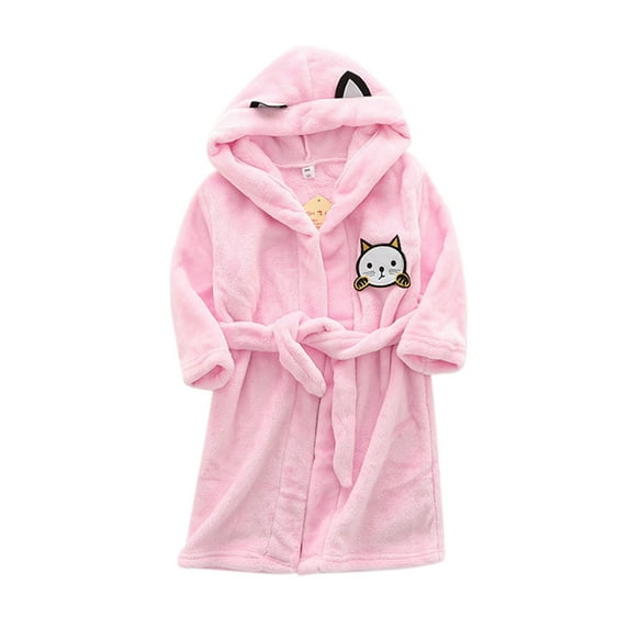 Youmylove Toddler Kids Baby Boys Girls Cartoon Bathrobes Hooded Warm Flannel Night-Robe Sleepwear Warm Cute Pajamas Robe Child Sleepwear Homewear Pjs