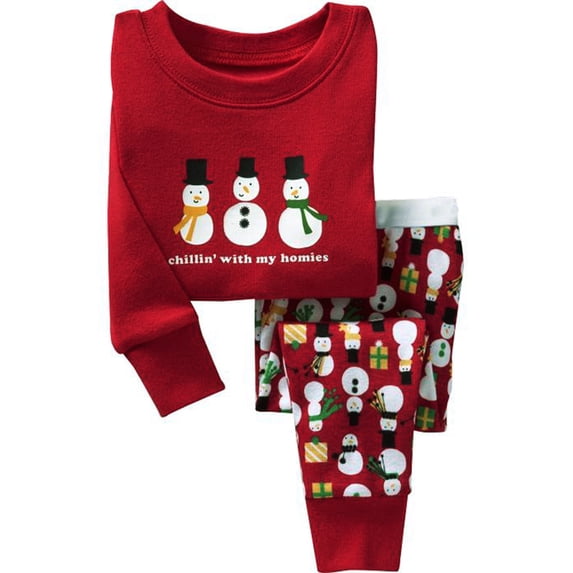 Youmylove Toddler Kids Baby Boys Girls PJ's Pajamas Christmas Snowman Sleepwear T-shirt Pants Outfits Clothes Set Child Sleepwear Homewear Pjs