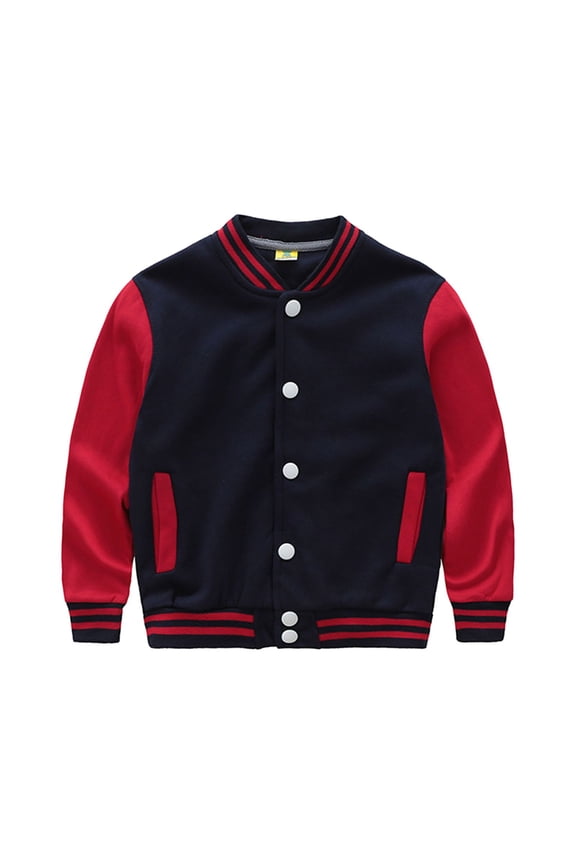 Toddler Kids Boys Casual Jacket Coat Long Sleeve Outerwear Baseball Coat Windbreaker Child Clothing