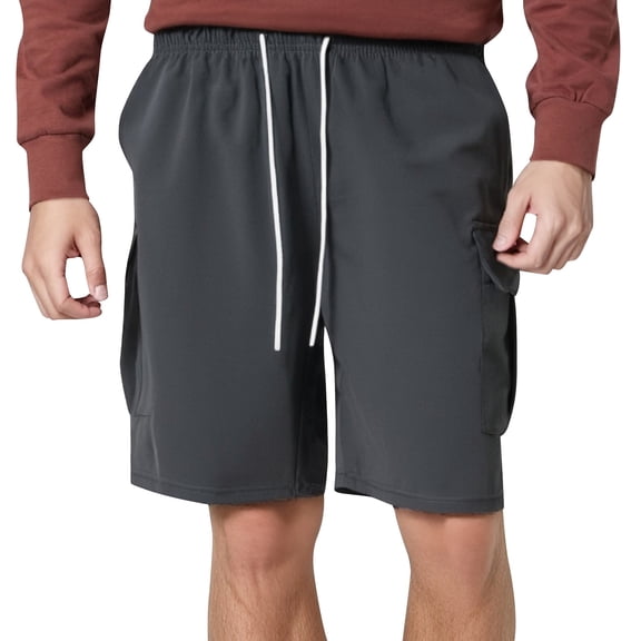 Youmylove Trendy Mens Shorts Mens Casual Shorts Mid Waist Cargo Shorts Pocket Drawstring Shorts Fashion Solid Color Loose Shorts Beach Short Shorts