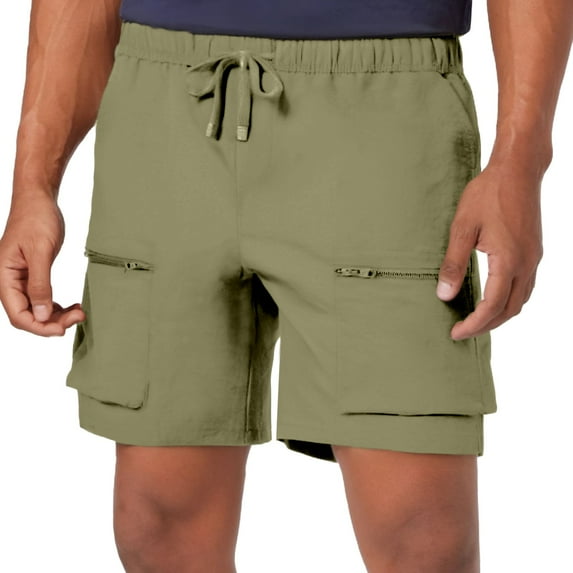 Youmylove Trendy Mens Shorts Solid Color Zipper Double Pocket Work Pants For Men Casual Loose Comfortable Trendy Sports Shorts Lightweight Beach Shorts