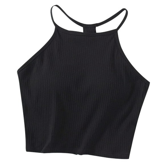 Youmylove Trendy Womens Tank Tops Y Sports Bras Yoga Top Solid Color Spaghetti Thin Strap Workout Yoga Bra Halter Neck Cropped Casual Tops Trendy Vacation Clothes