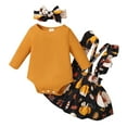 thumbnail image 1 of Youmylove Two Piece Girls Outfits Toddler Kids Girls Thanksgiving Turkey Long Sleeve Romper Skirt Hairband 3Pcs Set Cloths, 1 of 9