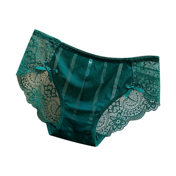 Youmylove Underwear For Women Sexy String Bikini Panties Seamless Lace Panties Low Waist Sexy Sweet Silk Smooth Cotton Crotch Triangle Pants Soft Stretch No Show Panties for Women