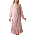 thumbnail image 1 of Youmylove Vintage Style Sleeping Dress For Women Sleepwear Cotton Long Sleeve Nightgown For Spring Autumn Loungewear Casual Pjs Nightwear, 1 of 9