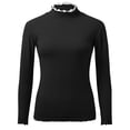 thumbnail image 1 of Youmylove Winter Women Crew Neck Lined Thermal Underwear Slim Warm Base Layers Long Sleeve Shirts Patchwork Top Warm Base Layers, 1 of 6