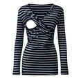 thumbnail image 1 of Youmylove Woman Women Breastfeeding Stripe Long Sleeve Blouse Tops Shirt Pregnant, 1 of 9