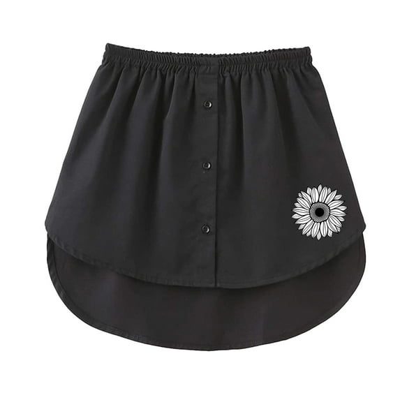 Youmylove Women 1-Pack Mini Underskirt Lower Skirt Sweep Shirt Extension Skirt With Buttons Shirt Extension Layering Top Bottom